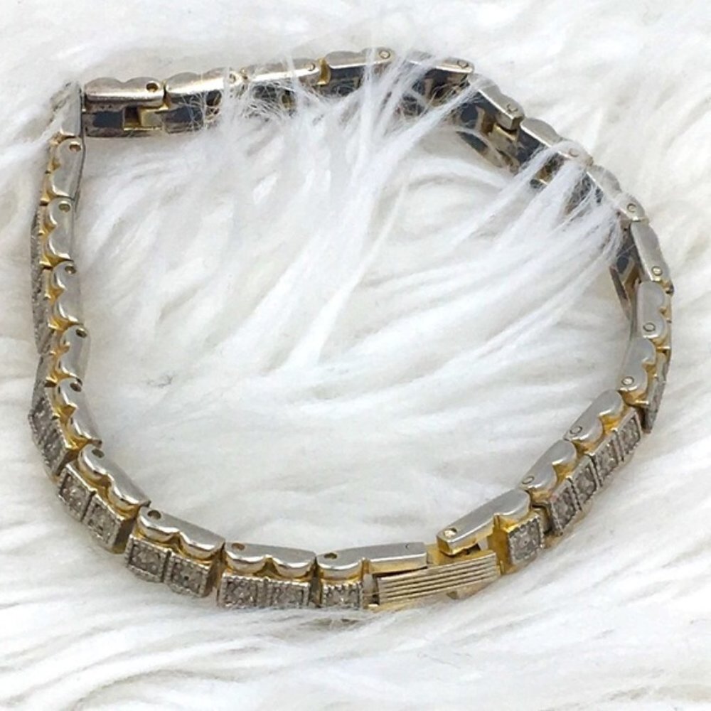 Vintage Gold & Silver Tone Link Gem Bracelet